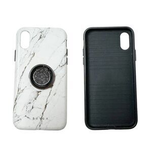 Burga Satin White - Marble iPhone X / XS Case & Marble Ring Holder Set Preowned